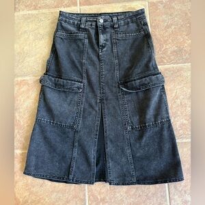 Sincerely Jules Charcoal Denim Midi Skirt